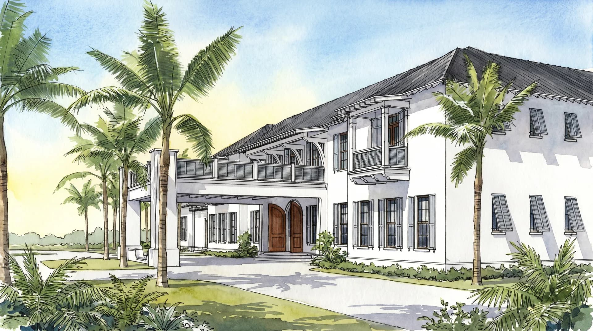 Red Rock Inn porte-cochère entrance — artist concept